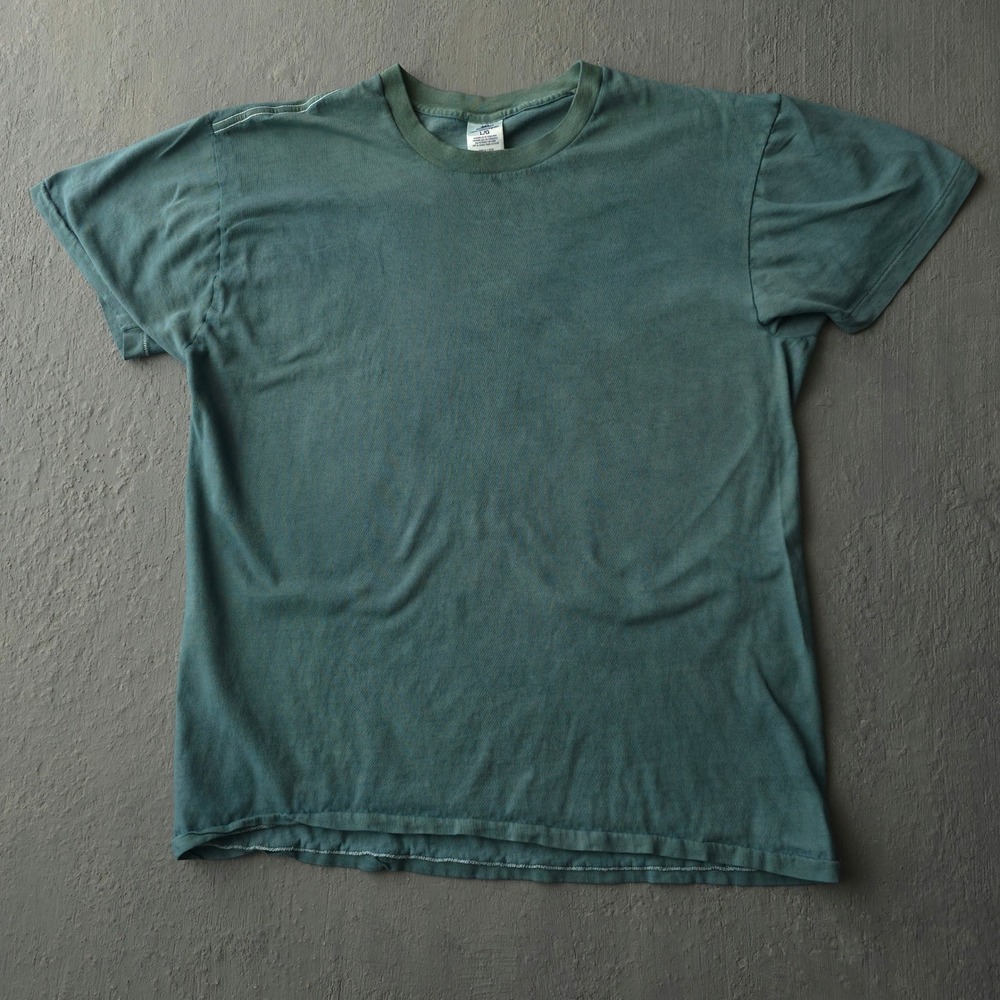 Vintage 90s Stafford Teal T-shirt Large Hand Dyed Blank